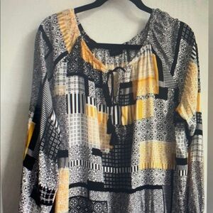 Stylish Women's Patchwork Top - Yellow and Black